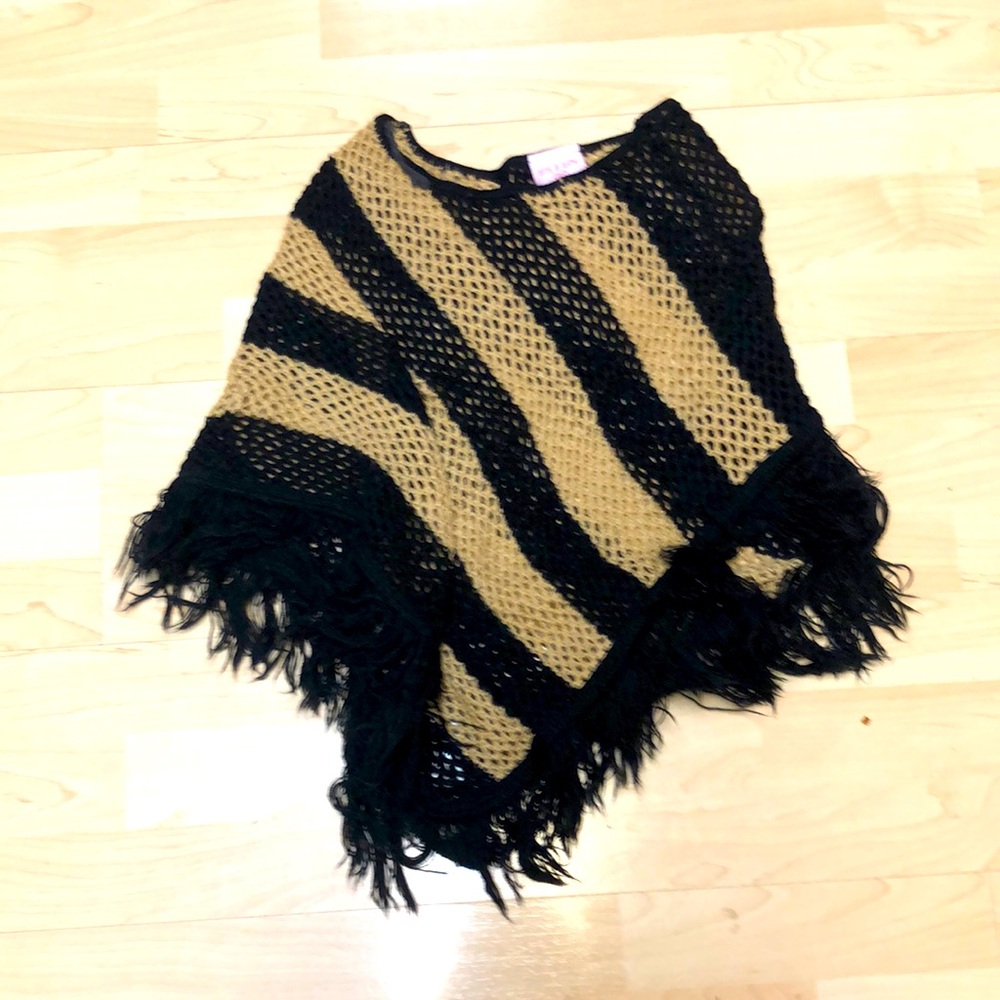 Black and tan striped kids poncho